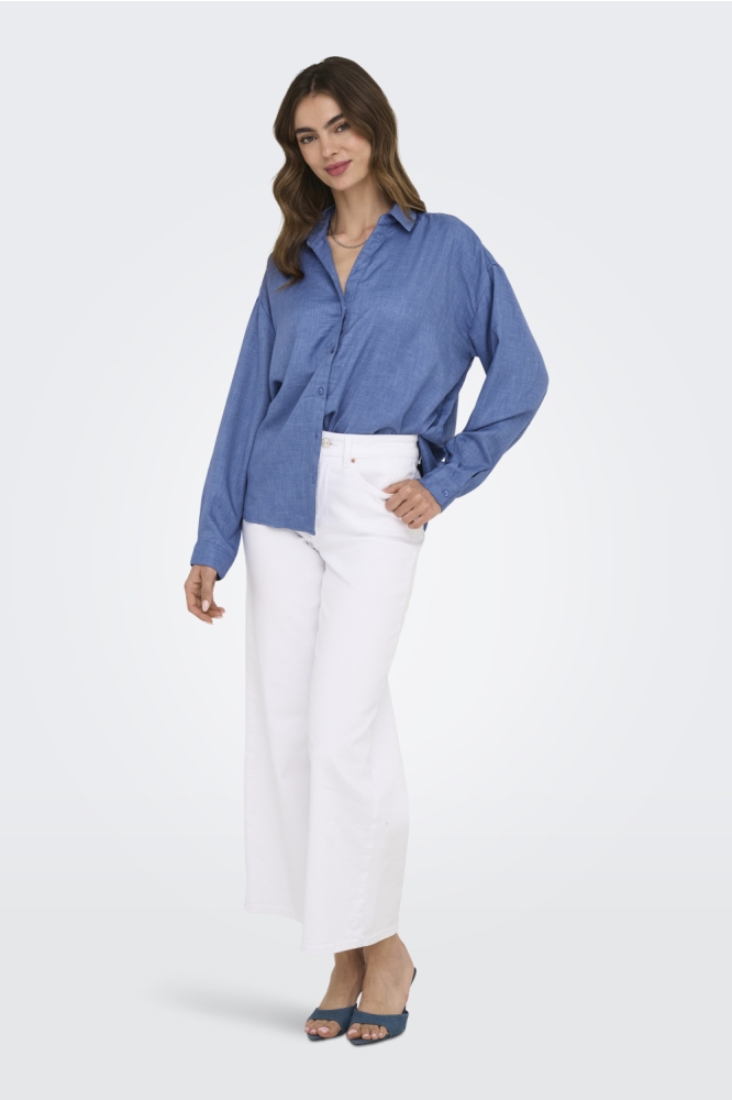 ONLHARRIET LIFE L/S SHIRT WVN 15344161 TRUE NAVY/MELANGE